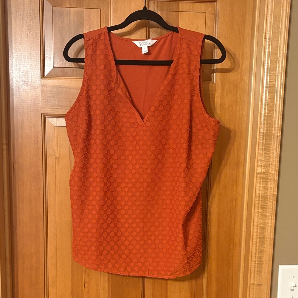 Market & Spruce Burnt Orange Textured Blouse